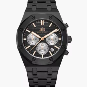 Swiss luxury watch with stainless steel band