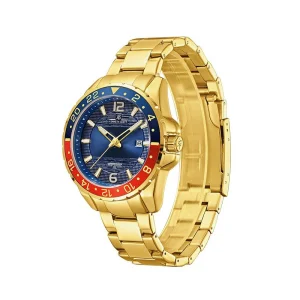 Swiss luxury watch with stainless steel band