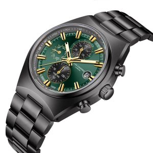 Swiss luxury watch with stainless steel band