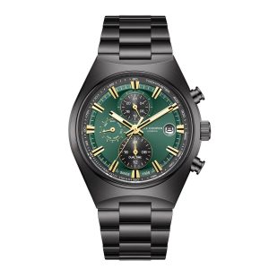 Swiss luxury watch with stainless steel band