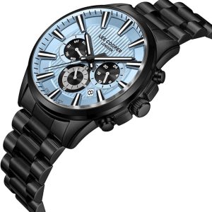 Swiss luxury watch with stainless steel band