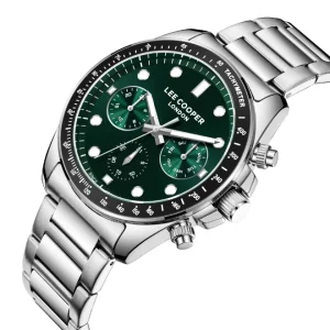 Swiss luxury watch with stainless steel band