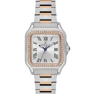 Swiss luxury watch with stainless steel band