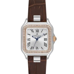 Swiss luxury watch with stainless steel band