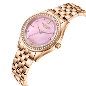 Swiss luxury watch with stainless steel band