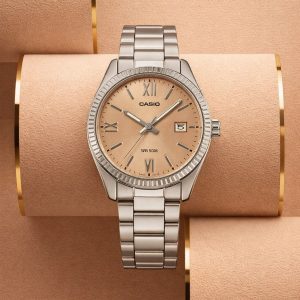 Swiss luxury watch with stainless steel band