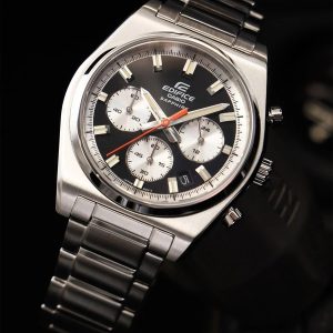 Swiss luxury watch with stainless steel band