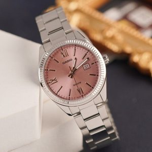 Swiss luxury watch with stainless steel band