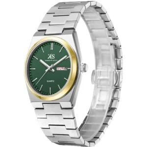 Swiss luxury watch with stainless steel band