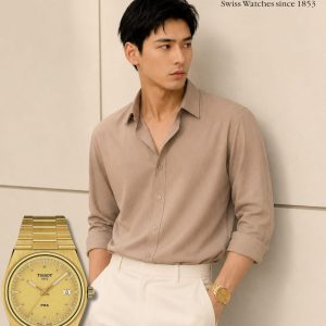 Swiss luxury watch with stainless steel band