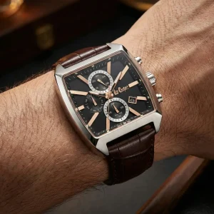 Swiss luxury watch with stainless steel band