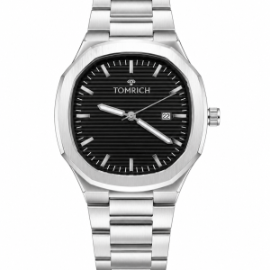 Swiss luxury watch with stainless steel band