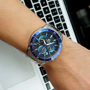 Swiss luxury watch with stainless steel band