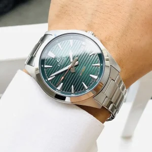 Swiss luxury watch with stainless steel band