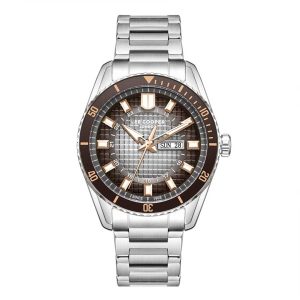 Swiss luxury watch with stainless steel band