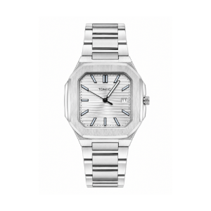 Swiss luxury watch with stainless steel band