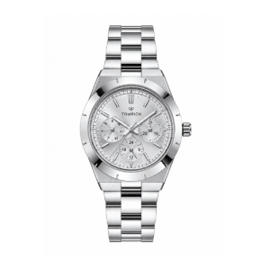 Swiss luxury watch with stainless steel band