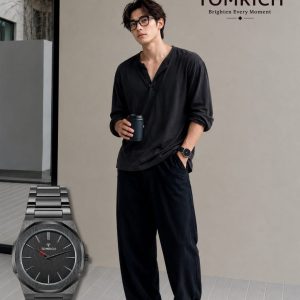 Swiss luxury watch with stainless steel band