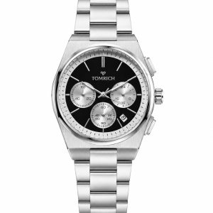 Swiss luxury watch with stainless steel band