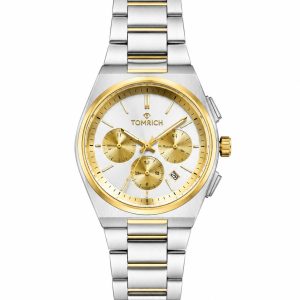 Swiss luxury watch with stainless steel band