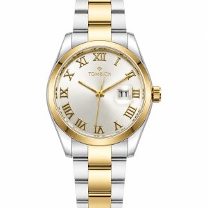 Swiss luxury watch with stainless steel band