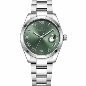 Swiss luxury watch with stainless steel band