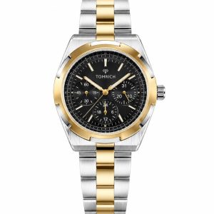 Swiss luxury watch with stainless steel band