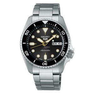 Swiss luxury watch with stainless steel band