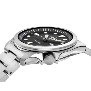 Swiss luxury watch with stainless steel band