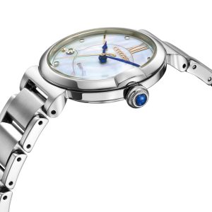 Swiss luxury watch with stainless steel band