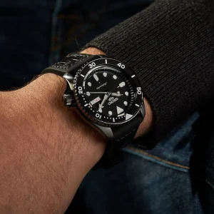 Swiss luxury watch with stainless steel band