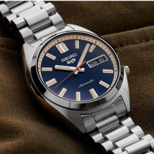 Swiss luxury watch with stainless steel band