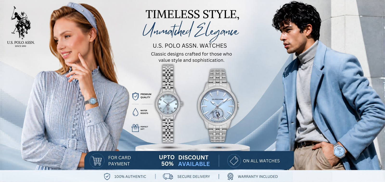 Swiss luxury watch with stainless steel band