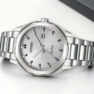 Swiss luxury watch with stainless steel band