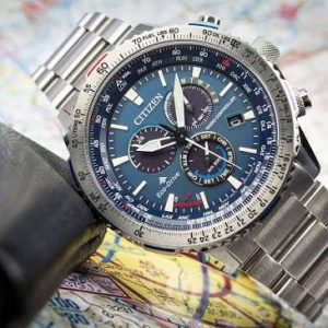 Swiss luxury watch with stainless steel band