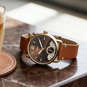 Swiss luxury watch with stainless steel band