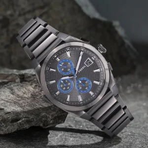 Swiss luxury watch with stainless steel band