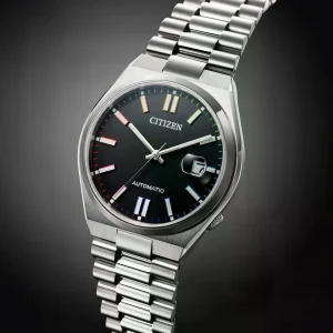 Swiss luxury watch with stainless steel band