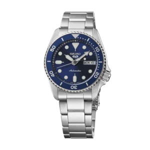 Swiss luxury watch with stainless steel band