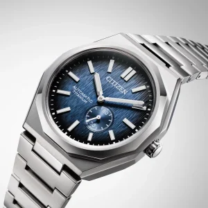 Swiss luxury watch with stainless steel band