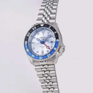 Swiss luxury watch with stainless steel band