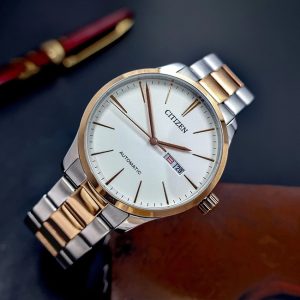 Swiss luxury watch with stainless steel band