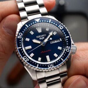 Swiss luxury watch with stainless steel band