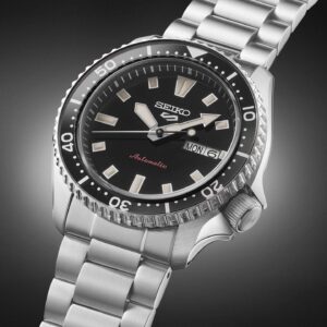 Swiss luxury watch with stainless steel band