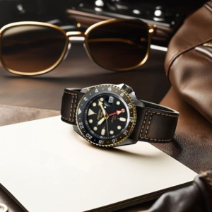 Swiss luxury watch with stainless steel band