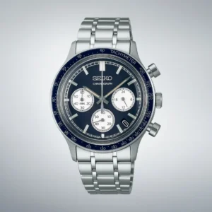Swiss luxury watch with stainless steel band