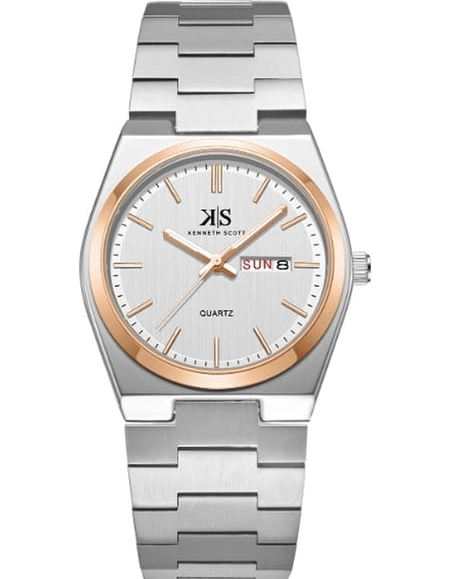 Kenneth Scott Men's White Dial Analog Watch - K24011-KBSW