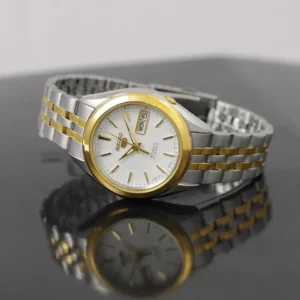 Swiss luxury watch with stainless steel band