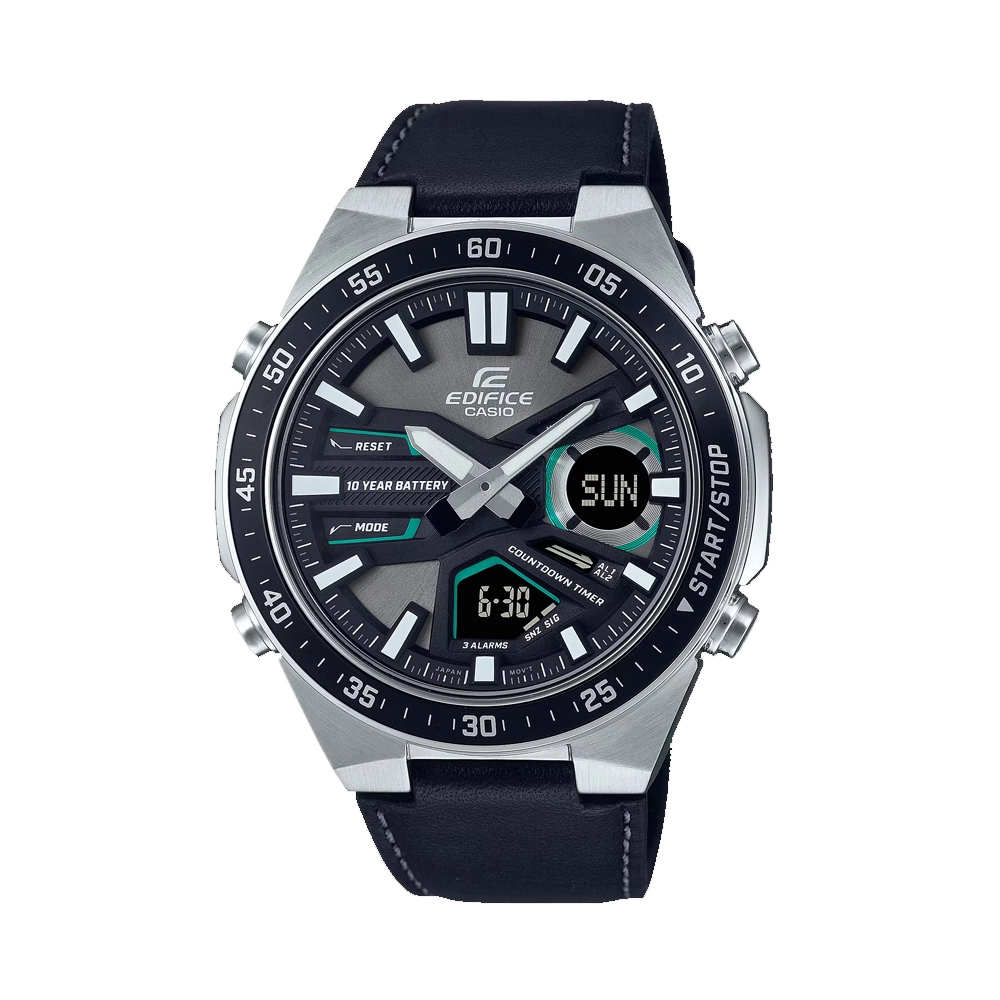 CASIO EDIFICE-EFVC110L-1A DIGITAL ANALOG LEATHER WATCH