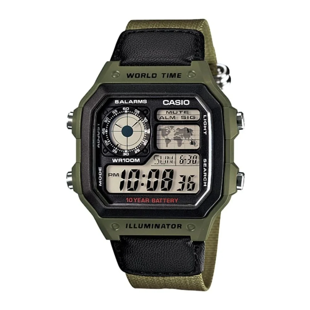 CASIO AE-1200WHB-1B, AE-1200WHB-3B WHB ILLUMINATOR DIGITAL WORLD TIME WATCH